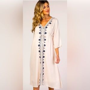 PinkBlush Embroidered 3/4 Sleeve Maternity Dress Size Small